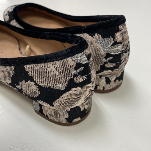 ZARA tapestry black floral print pink chunky block heel - Picture 4 of 5